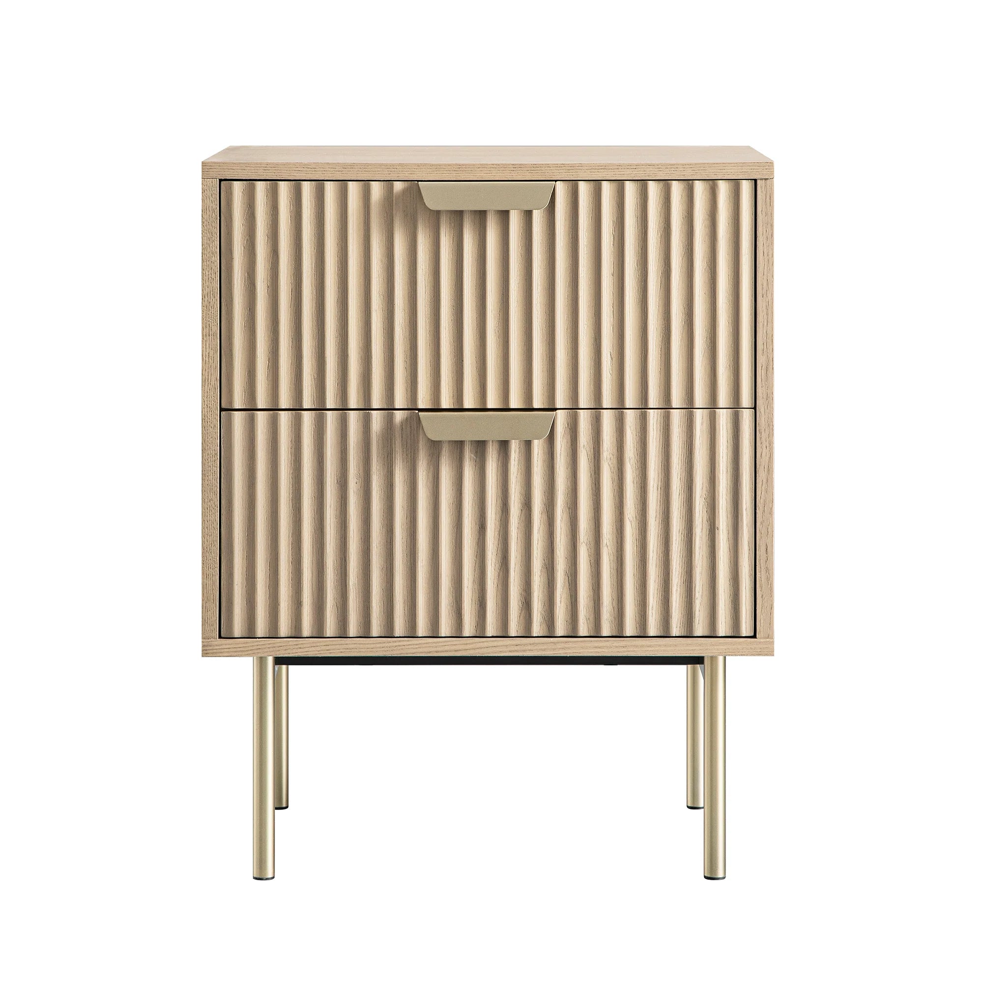 Velin Ridged 2 Drawer Bedside Table