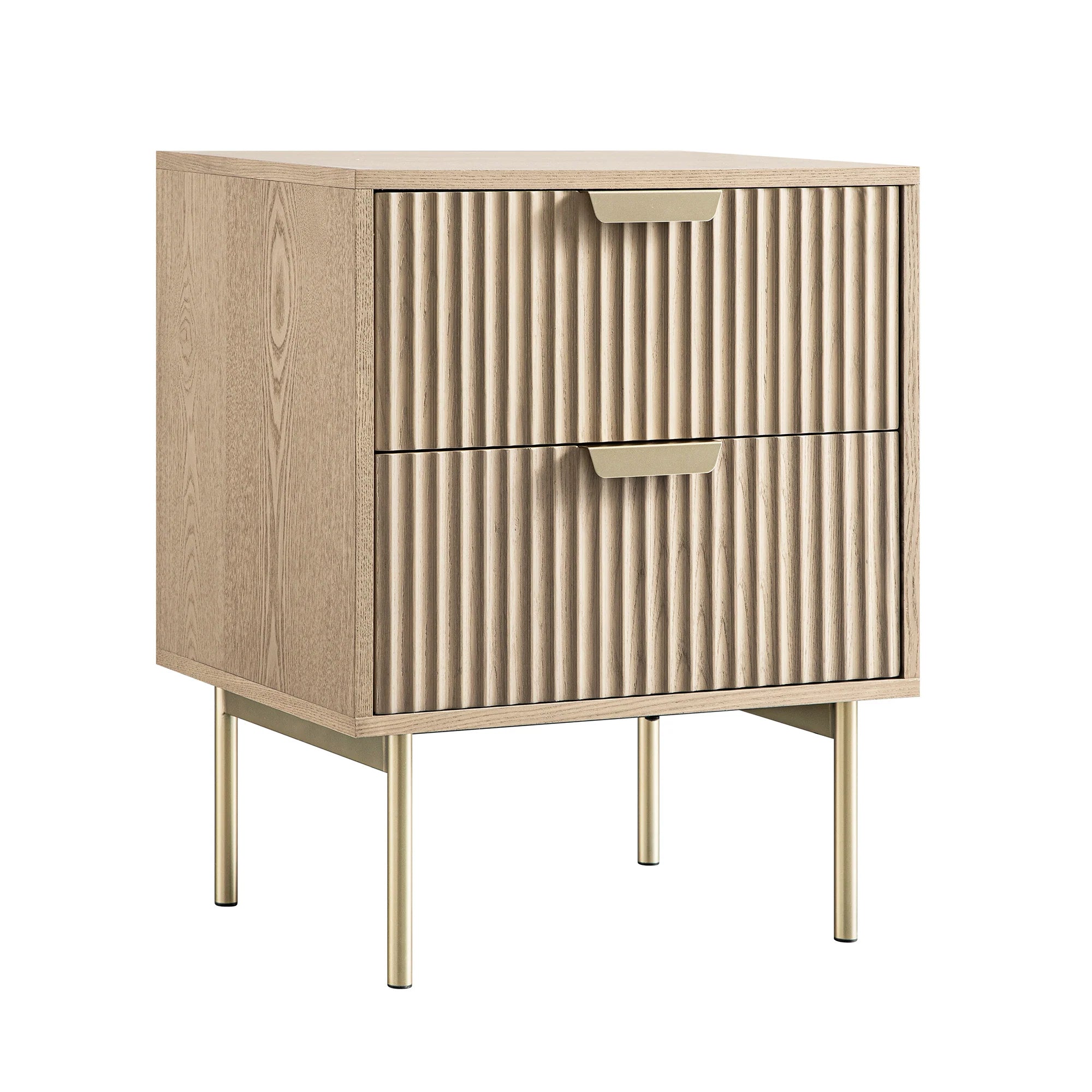 Velin Ridged 2 Drawer Bedside Table