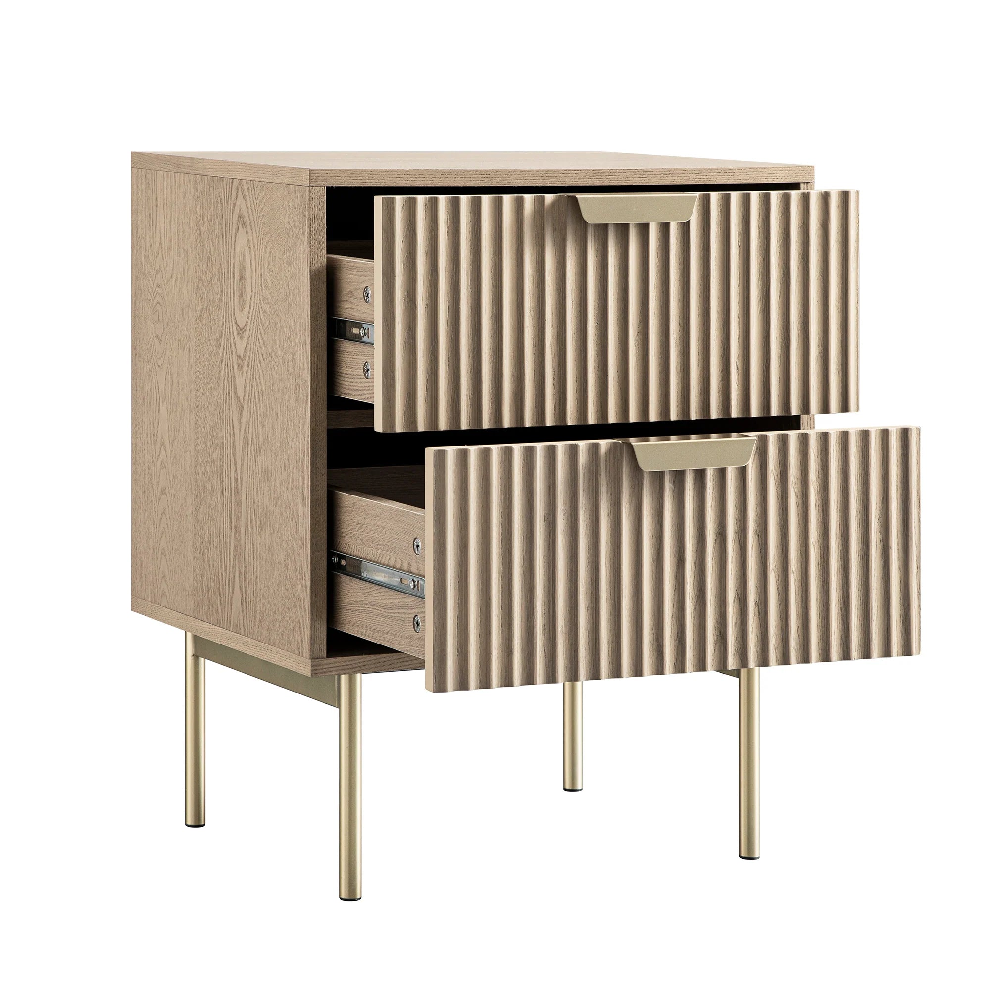 Velin Ridged 2 Drawer Bedside Table