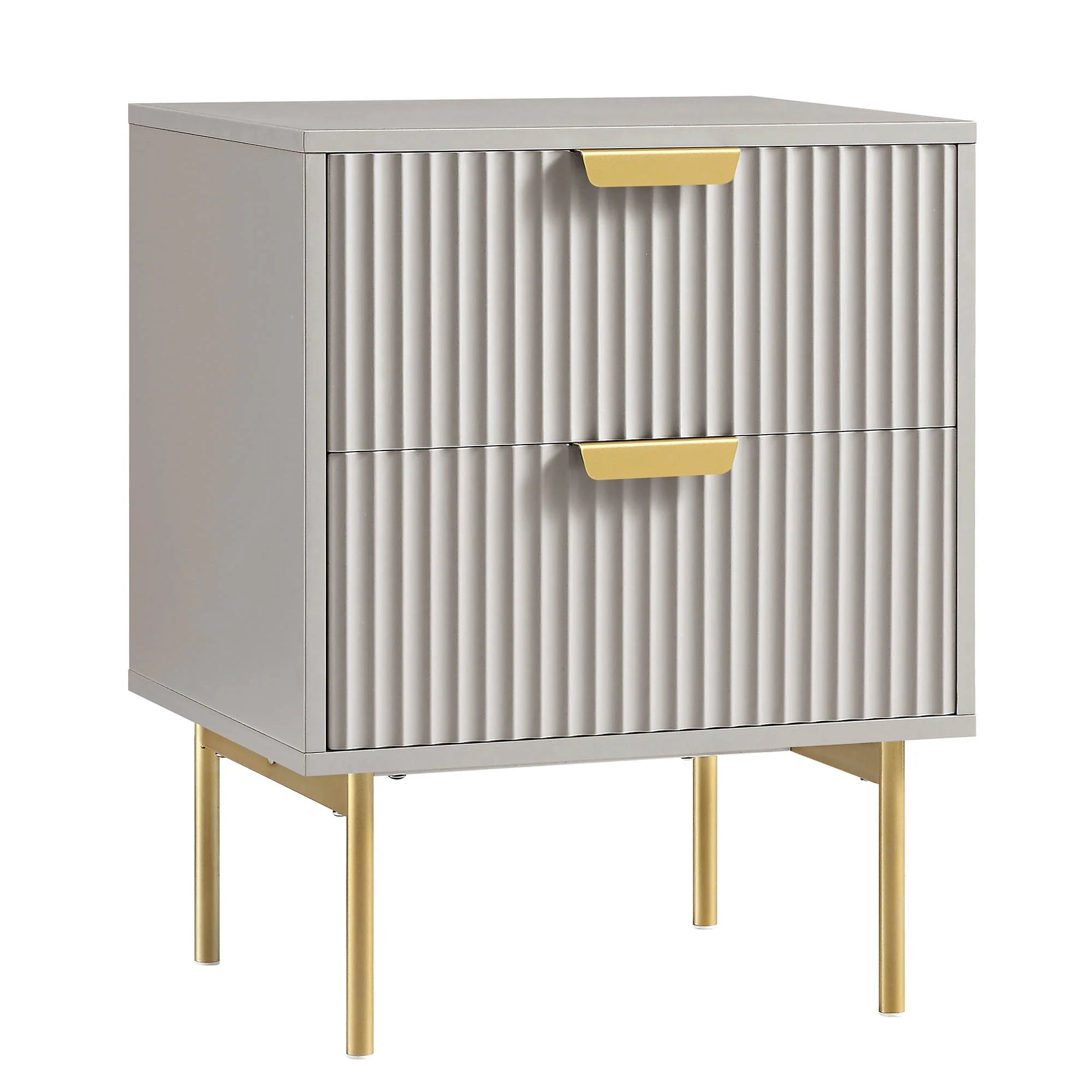 Velin Ridged 2 Drawer Bedside Table