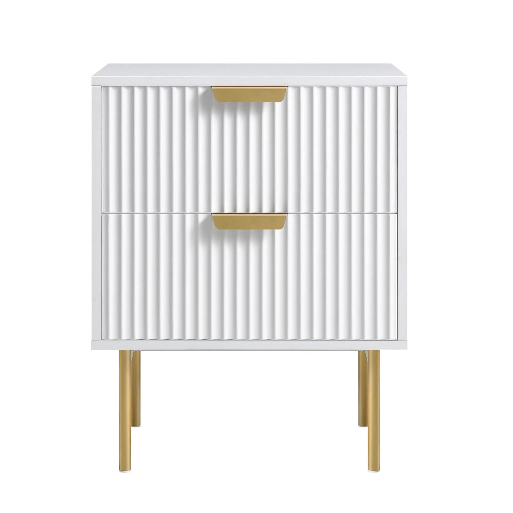 Velin Ridged 2 Drawer Bedside Table