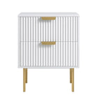Velin Sheesham Wood Ridged 2-Drawer Bedside Table | Mamta Handicraft