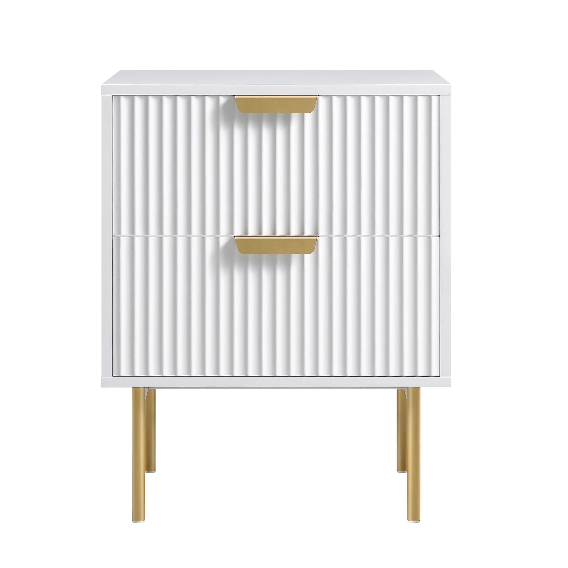 Velin Ridged 2 Drawer Bedside Table