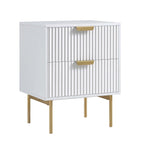 Velin Sheesham Wood Ridged 2-Drawer Bedside Table | Mamta Handicraft