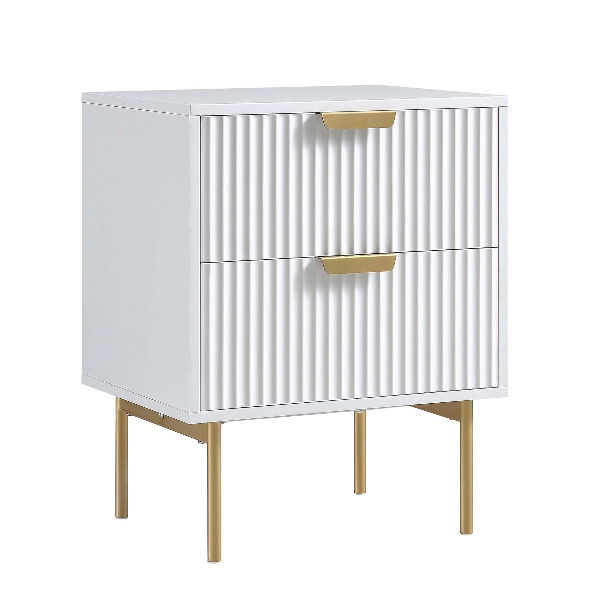 Velin Ridged 2 Drawer Bedside Table