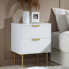 Velin Mango Wood Ridged 2-Drawer Bedside Table | Mamta Handicraft