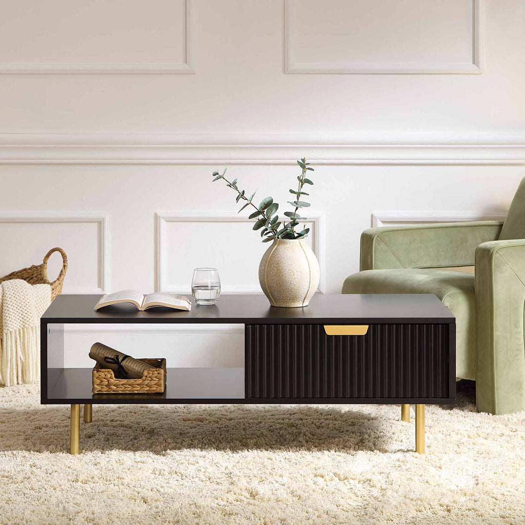 Velin Ridged Coffee Table with Drawer