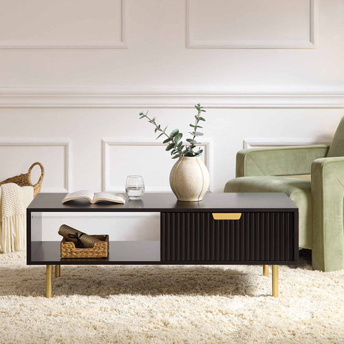 {"alt" => "Velin Mango Wood Ridged Coffee Table with Drawer | Mamta Handicraft"}