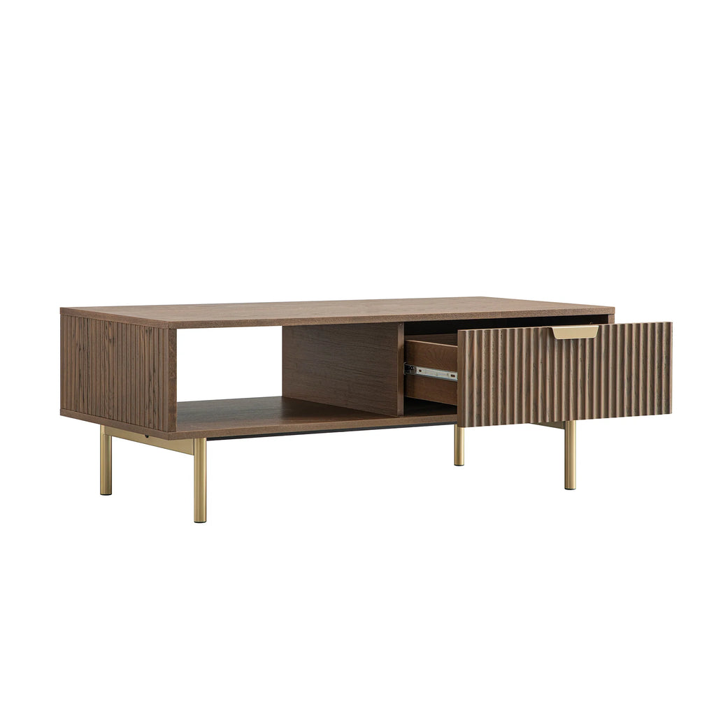 Velin Ridged Coffee Table with Drawer