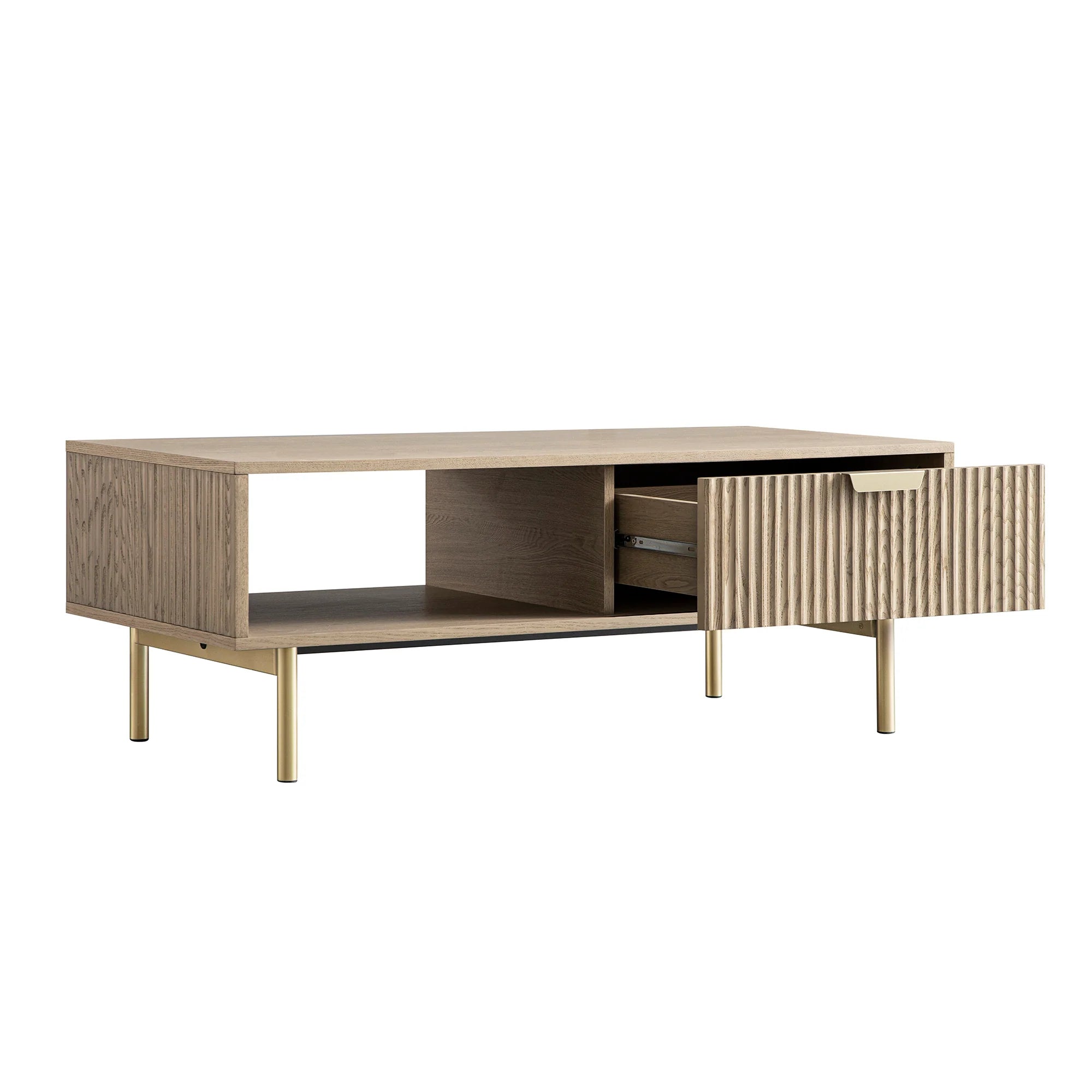 Velin Ridged Coffee Table with Drawer