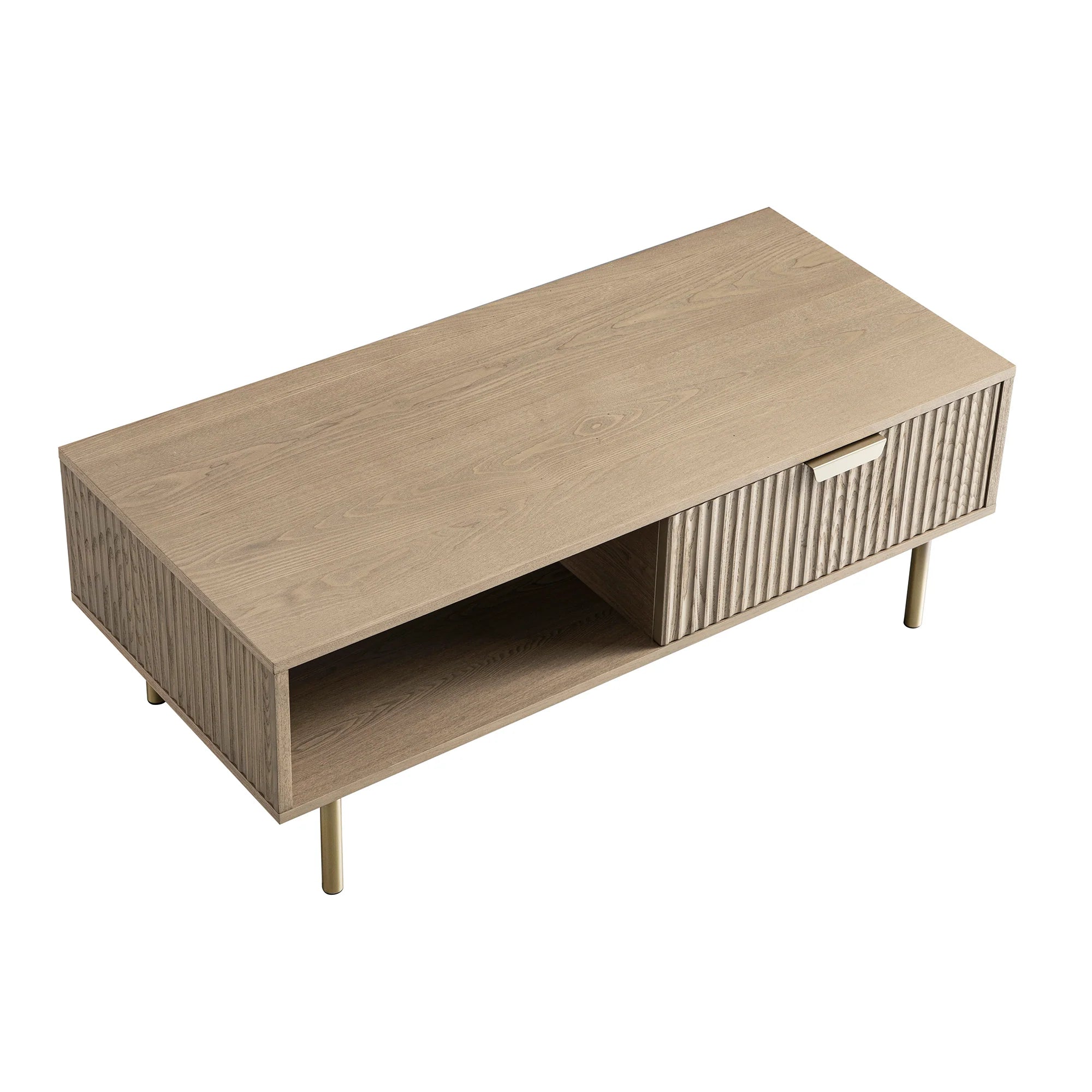 Velin Ridged Coffee Table with Drawer