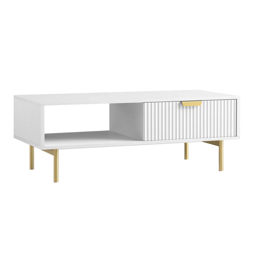 Velin Ridged Coffee Table with Drawer