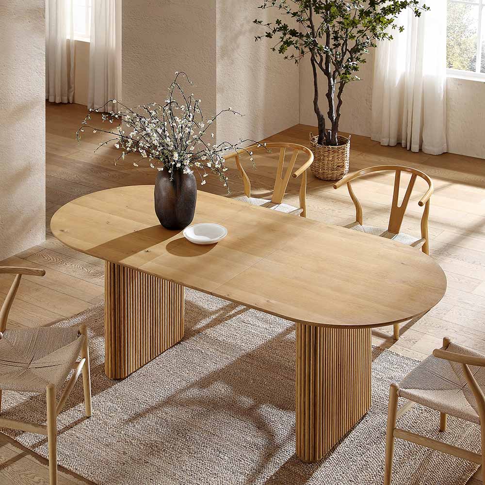 Velin Oval 6-8 Seater Extending Solid Wood Pedestal Dining Table