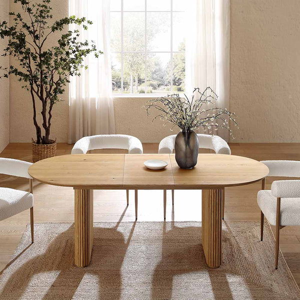 Velin Oval 6-8 Seater Extending Solid Wood Pedestal Dining Table