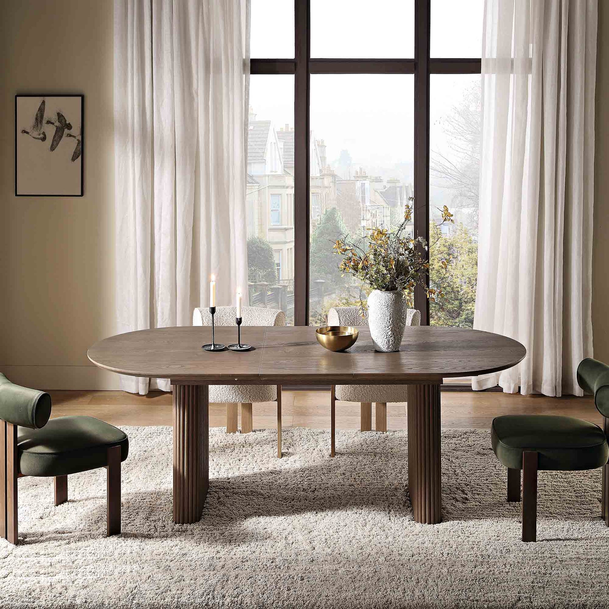 Velin Oval 6-8 Seater Extending Solid Wood Pedestal Dining Table