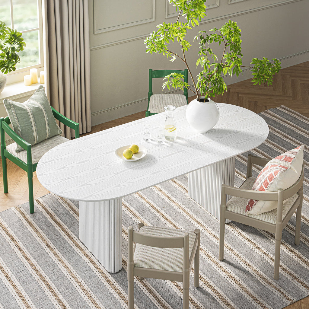 Velin Oval 6-8 Seater Extending Solid Wood Pedestal Dining Table