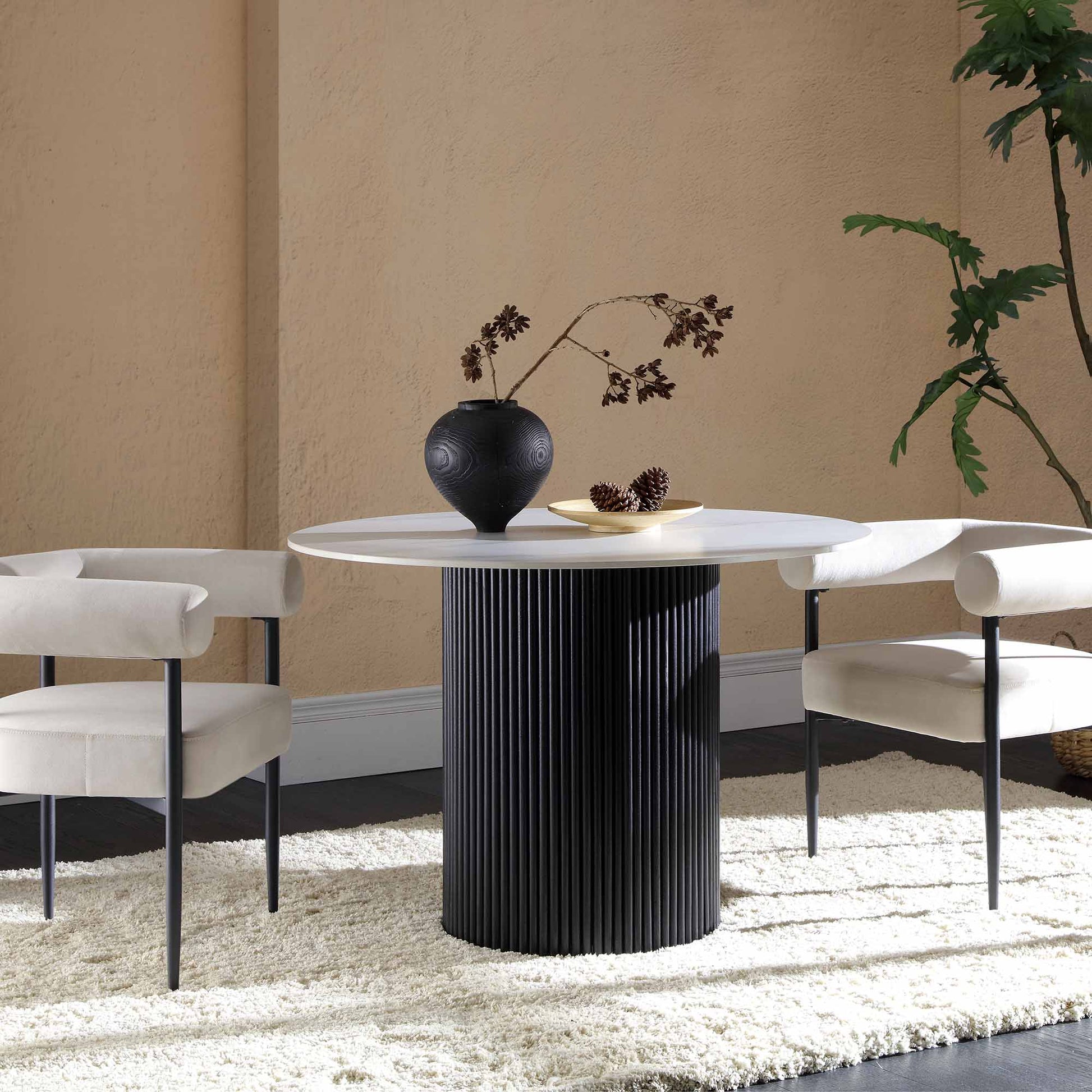 Velin Round Solidwood Pedestal Dining Table