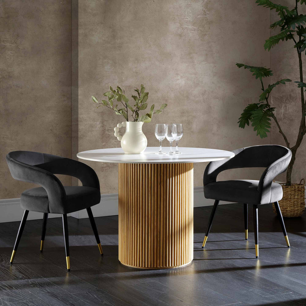 Velin Round Solidwood Pedestal Dining Table