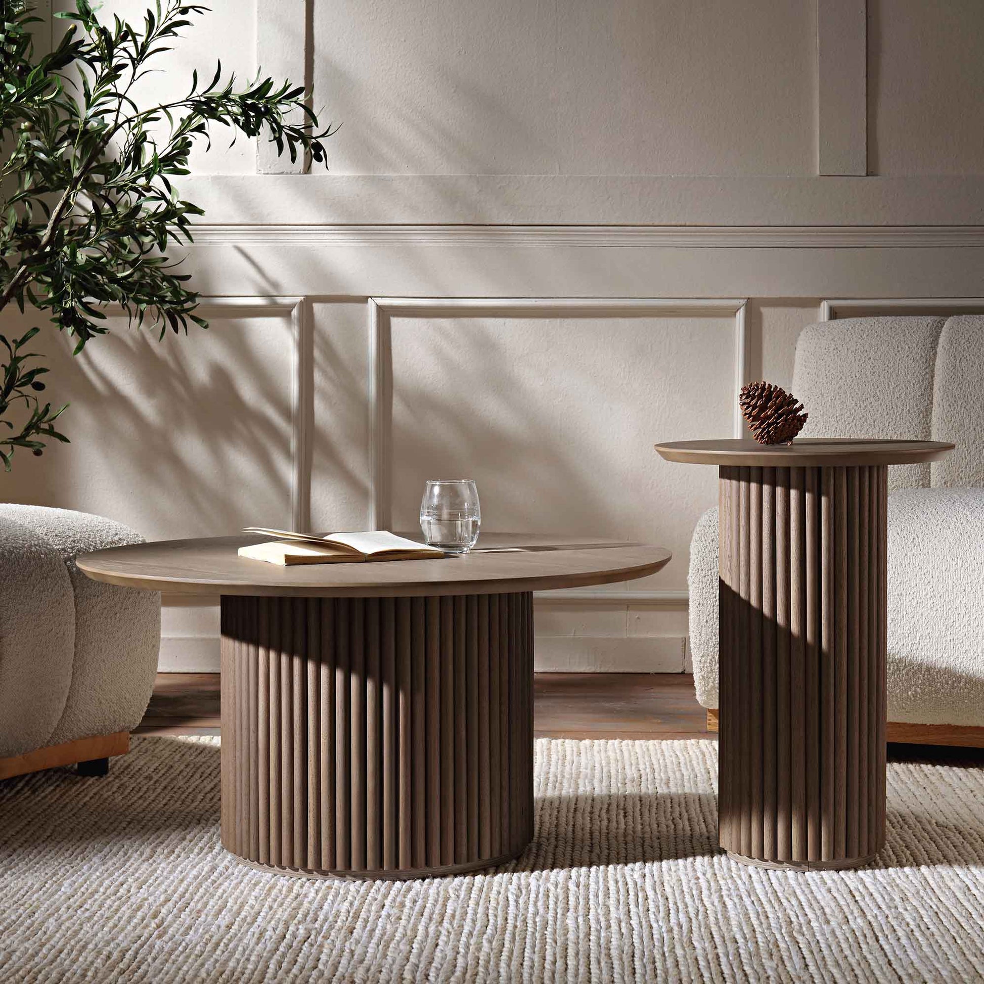 Velin Solid Wood Round Side Table