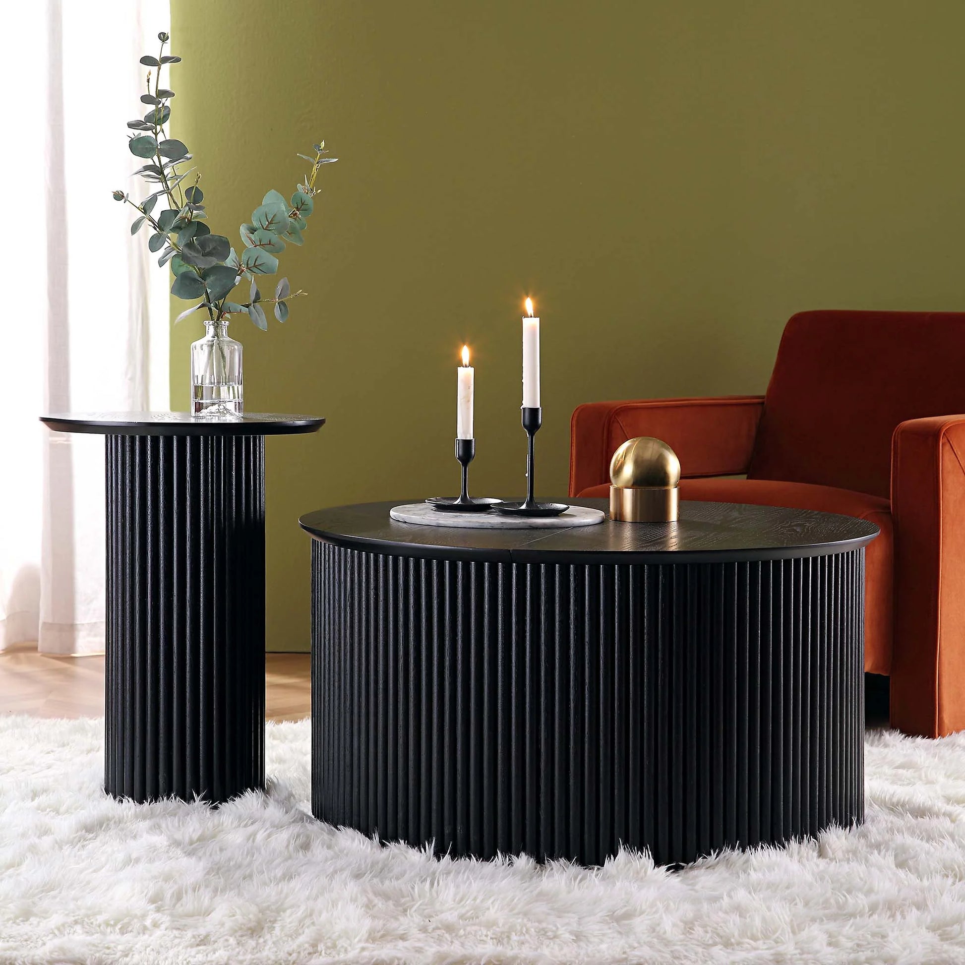 Velin Solidwood Round Coffee Table with Storage