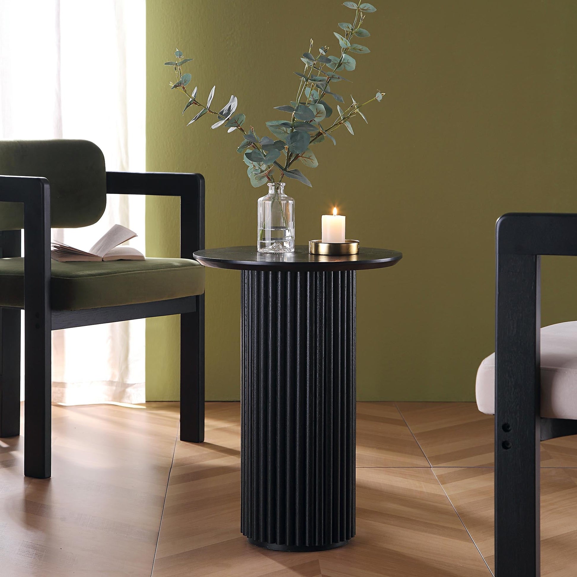 Velin Solid Wood Round Side Table