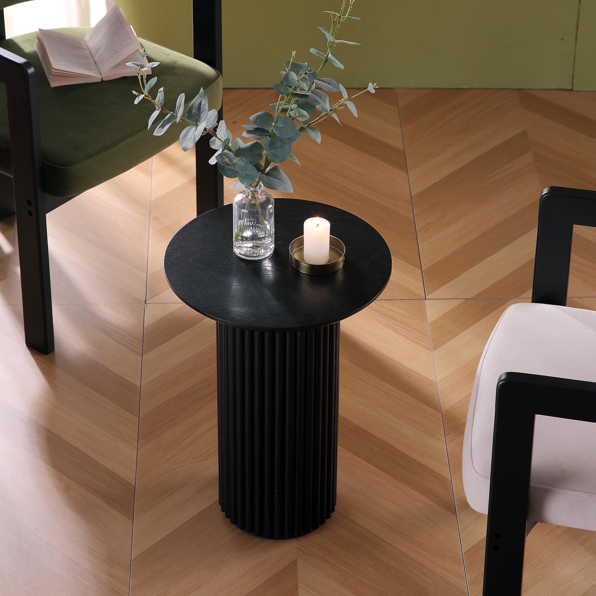 Velin Solid Wood Round Side Table