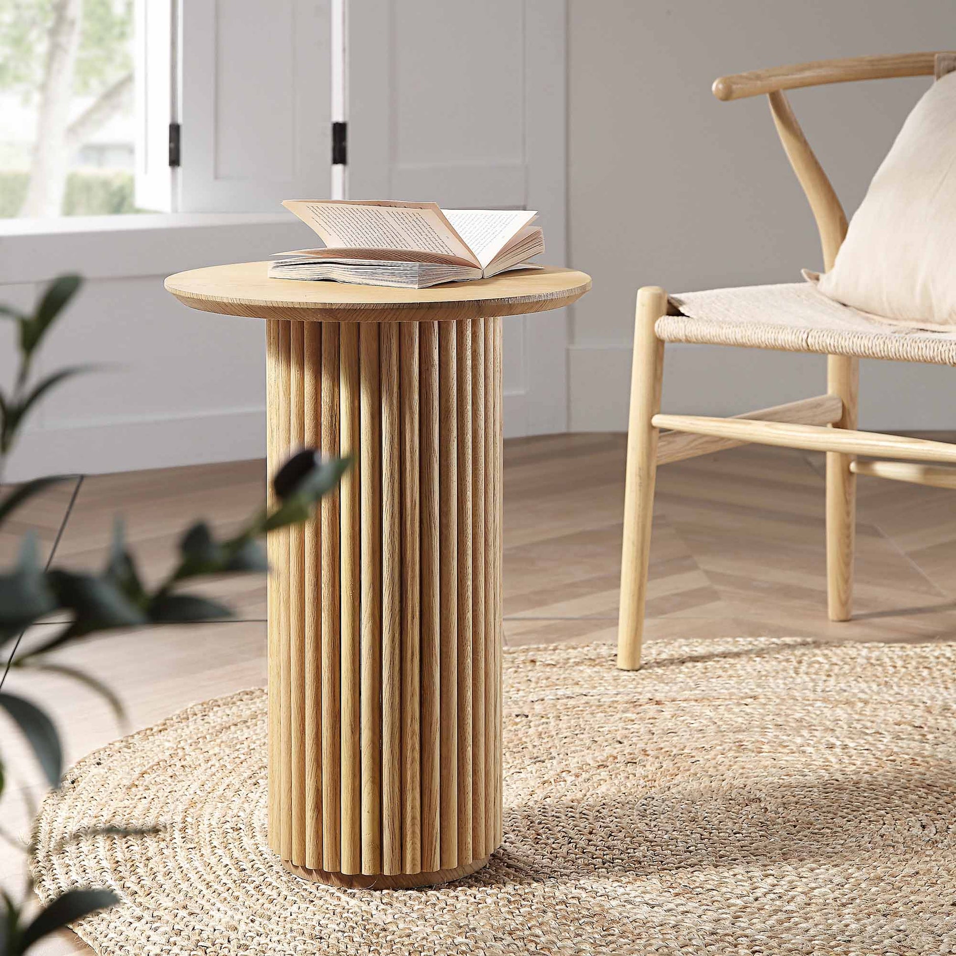Velin Solid Wood Round Side Table