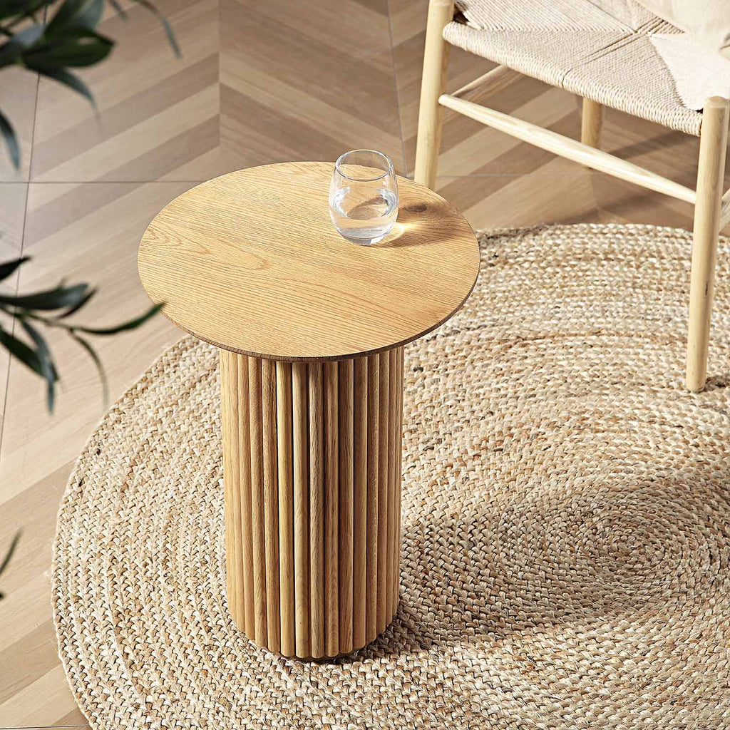 Velin Solid Wood Round Side Table