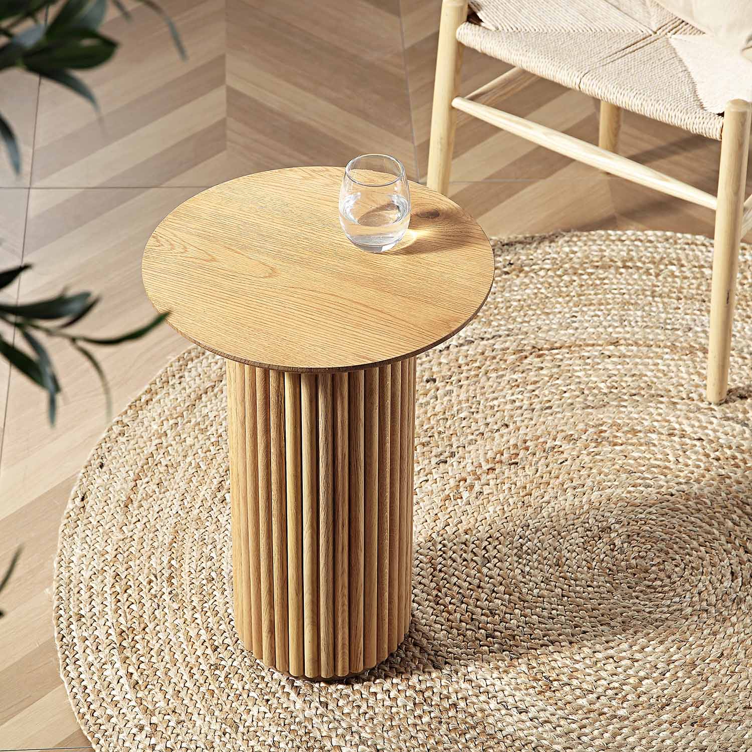 Velin Solid Wood Round Side Table