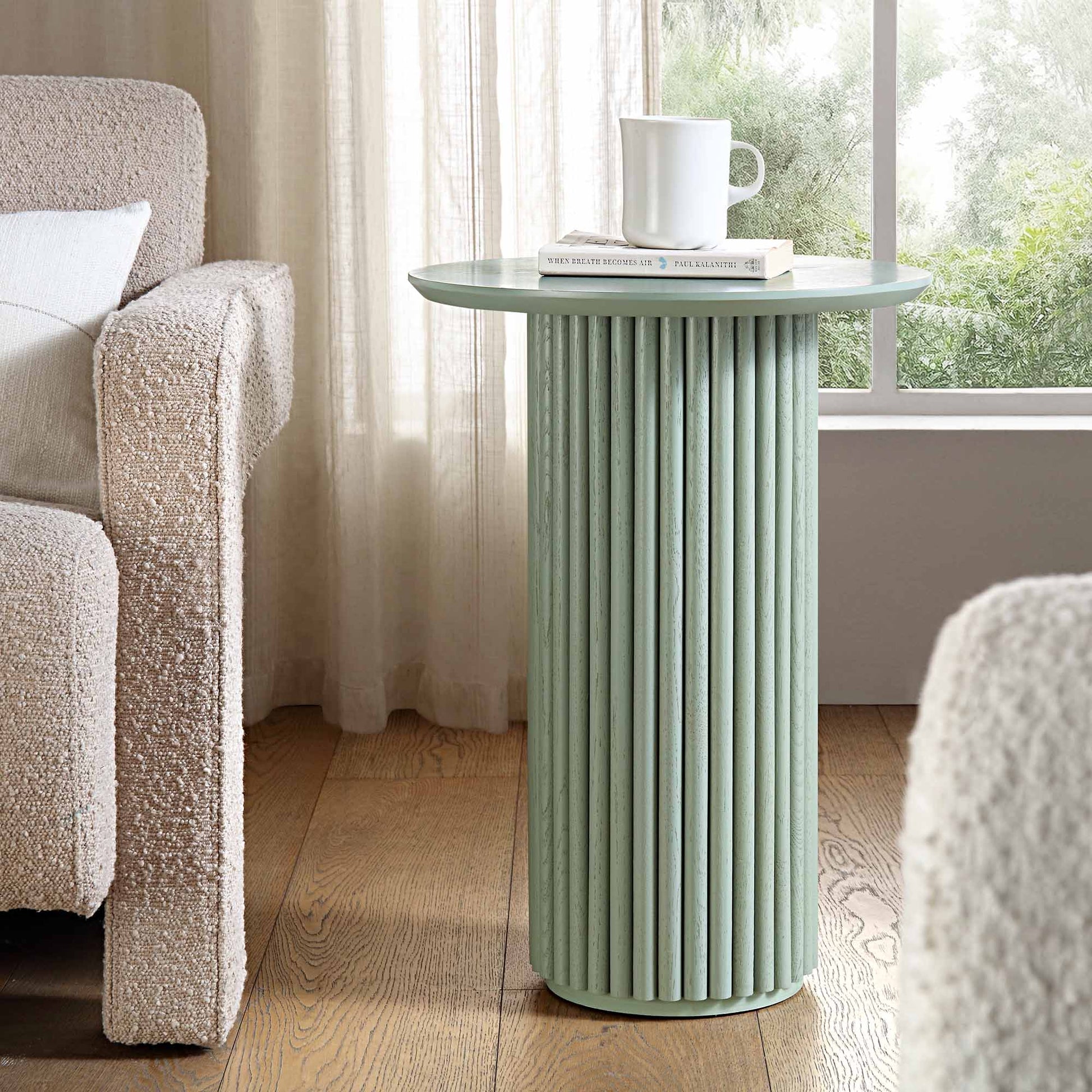 Velin Solid Wood Round Side Table