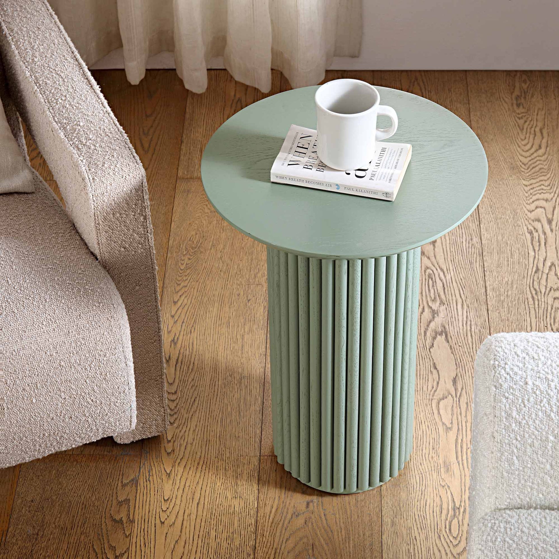 Velin Solid Wood Round Side Table