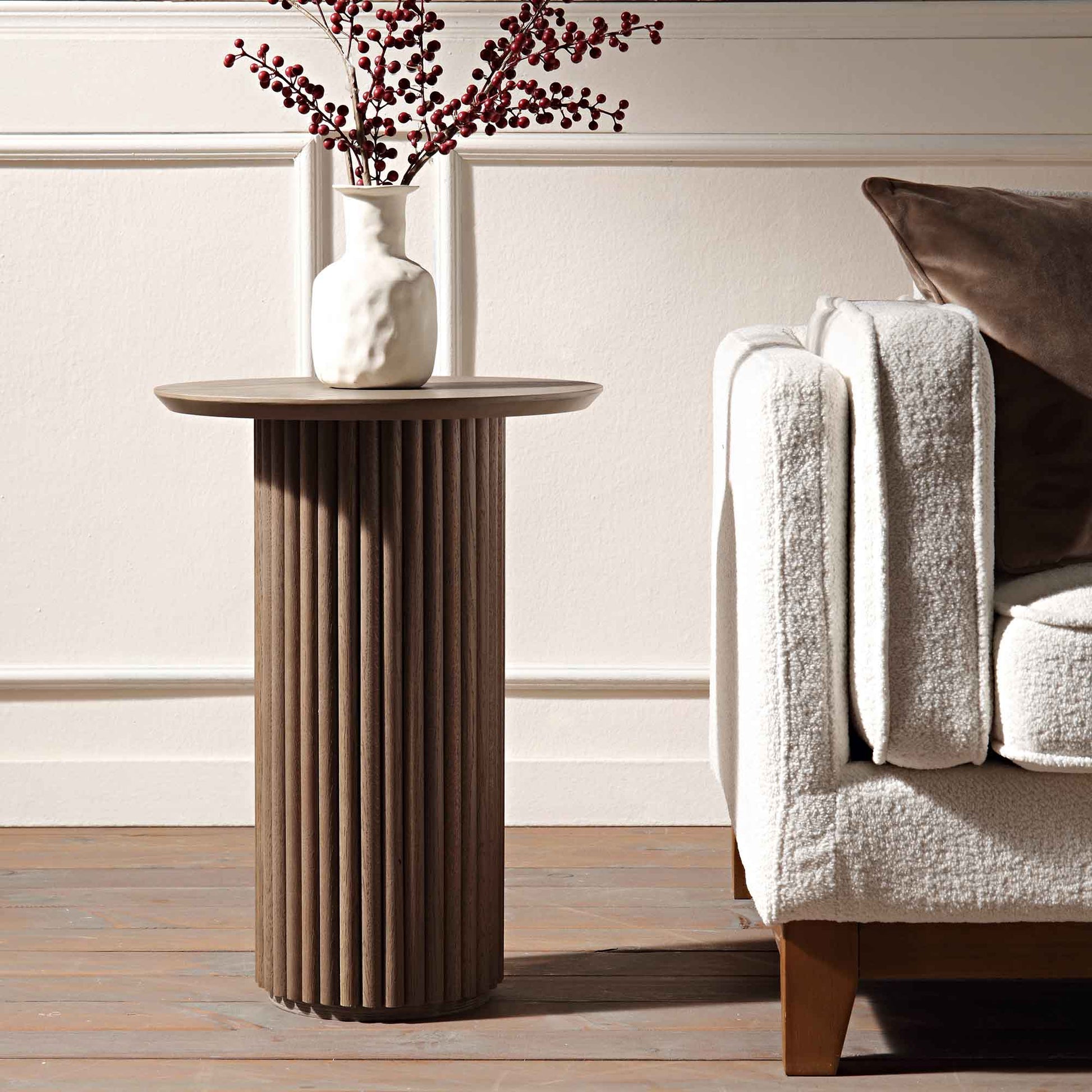 Velin Solid Wood Round Side Table