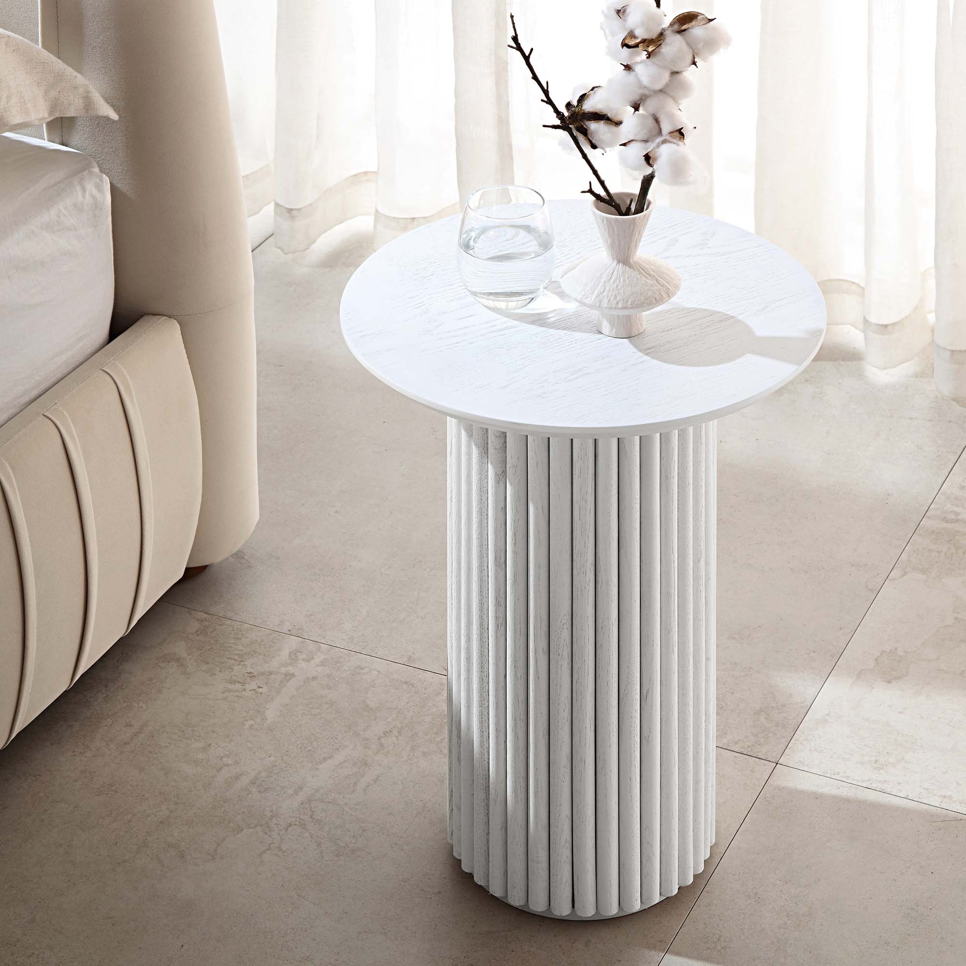 Velin Solid Wood Round Side Table