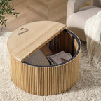Velin Round Coffee Table Storage Detail | Mamta Handicraft