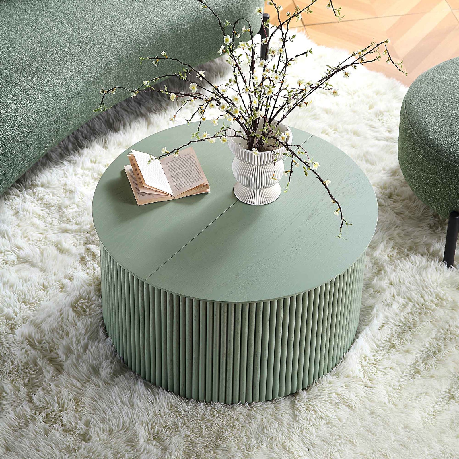 Velin Round Coffee Table Solid Wood Close Up | Mamta Handicraft