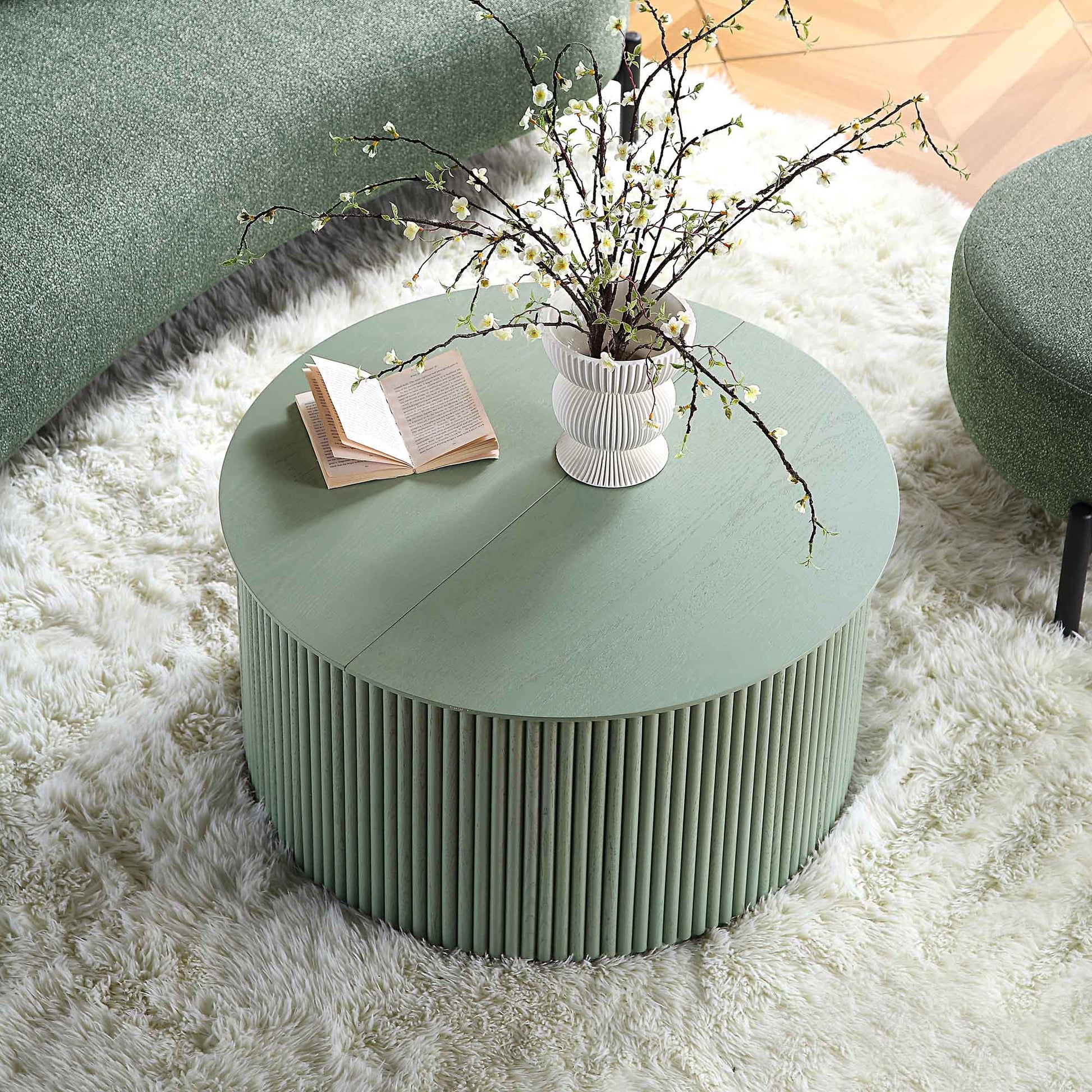 Velin Solidwood Round Coffee Table with Storage