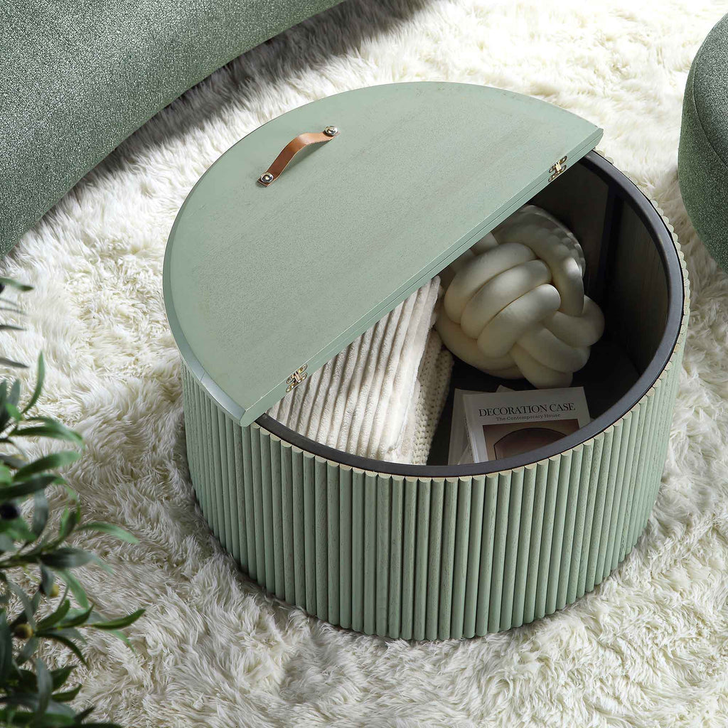 Velin Solidwood Round Coffee Table with Storage