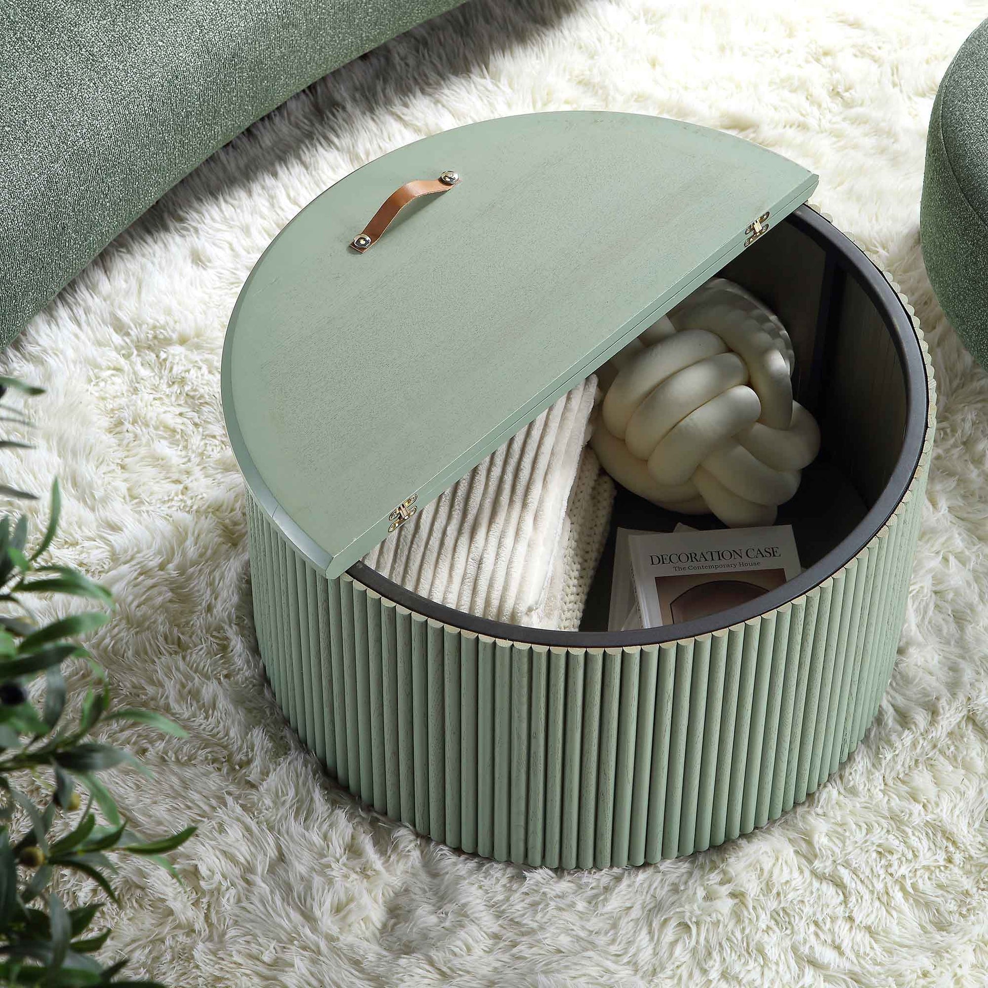 Velin Solidwood Round Coffee Table with Storage