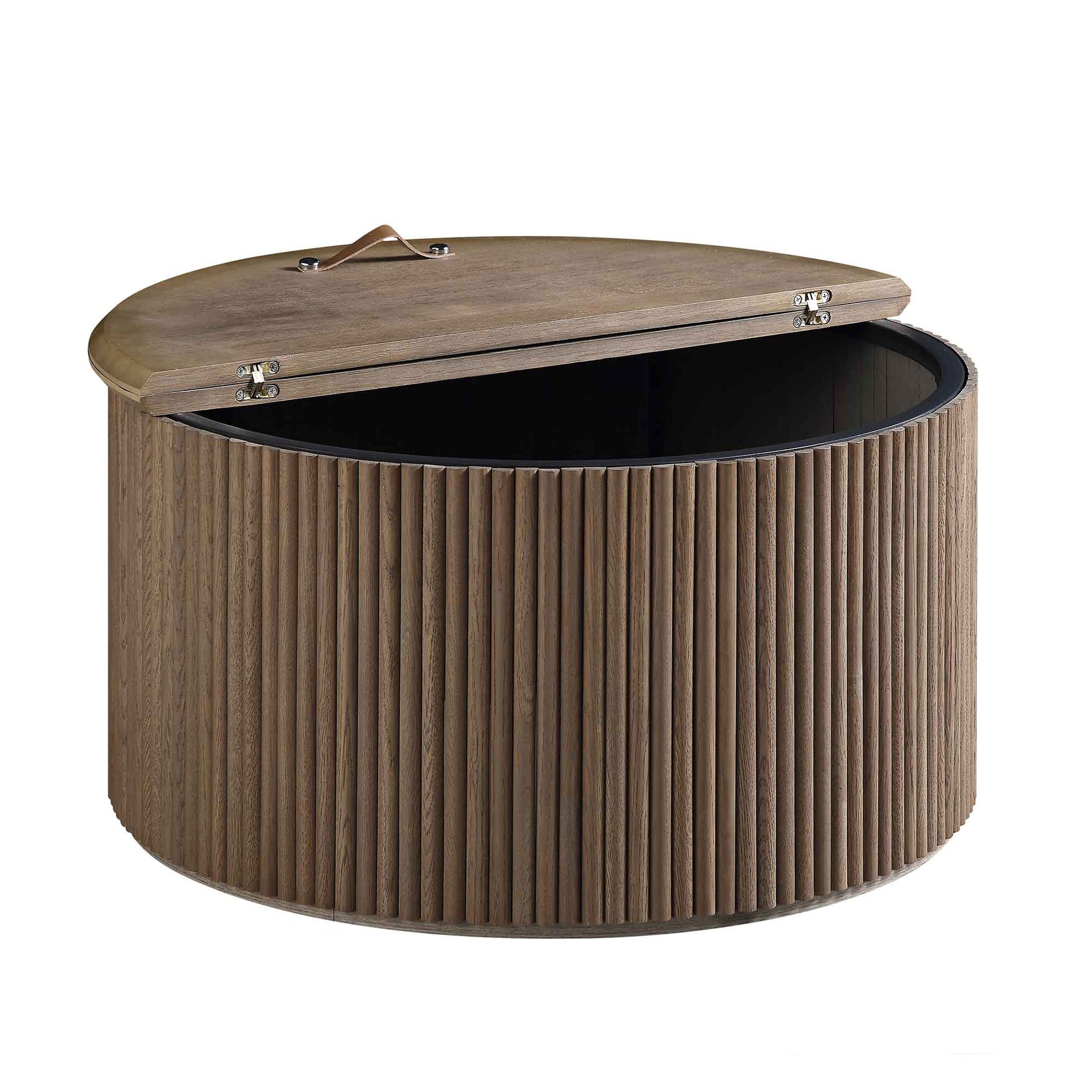 Velin Solidwood Round Coffee Table with Storage