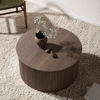 Velin Solidwood Round Coffee Table with Storage