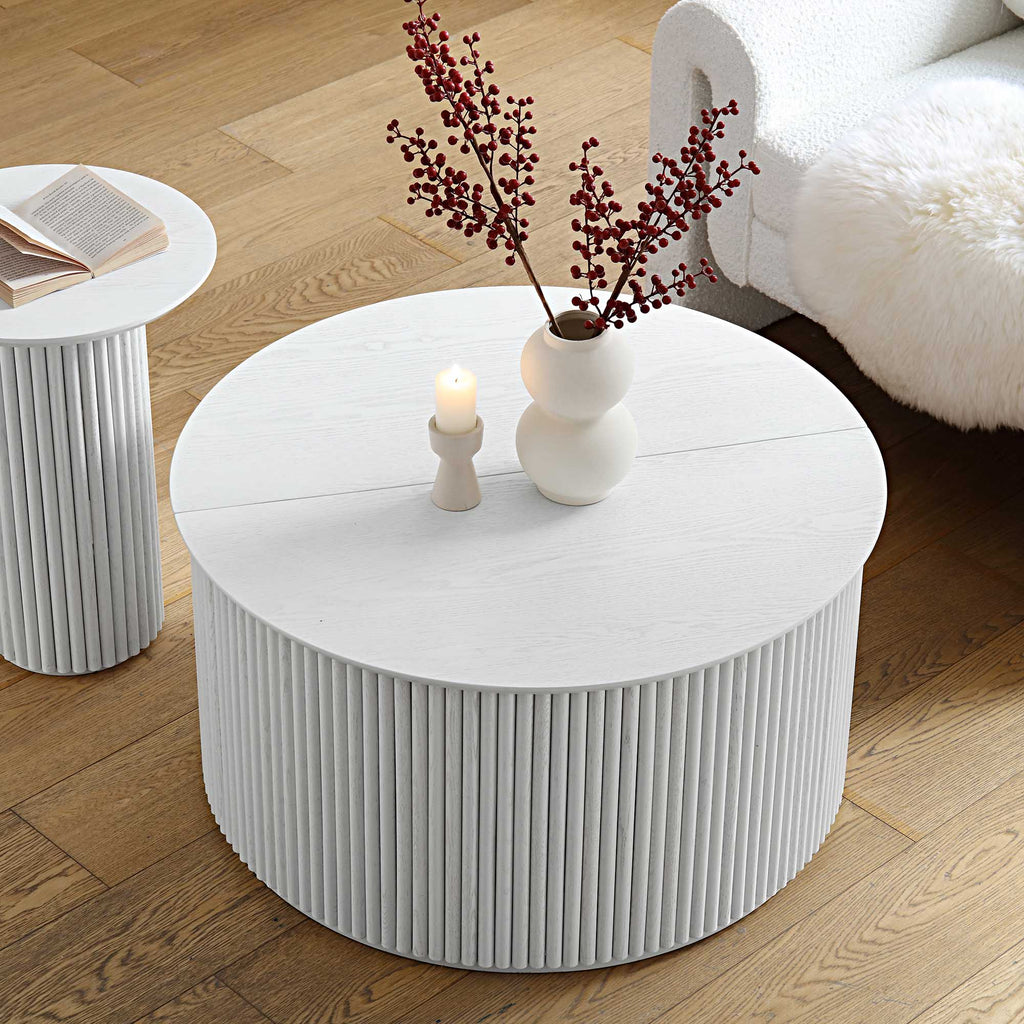 Velin Solidwood Round Coffee Table with Storage
