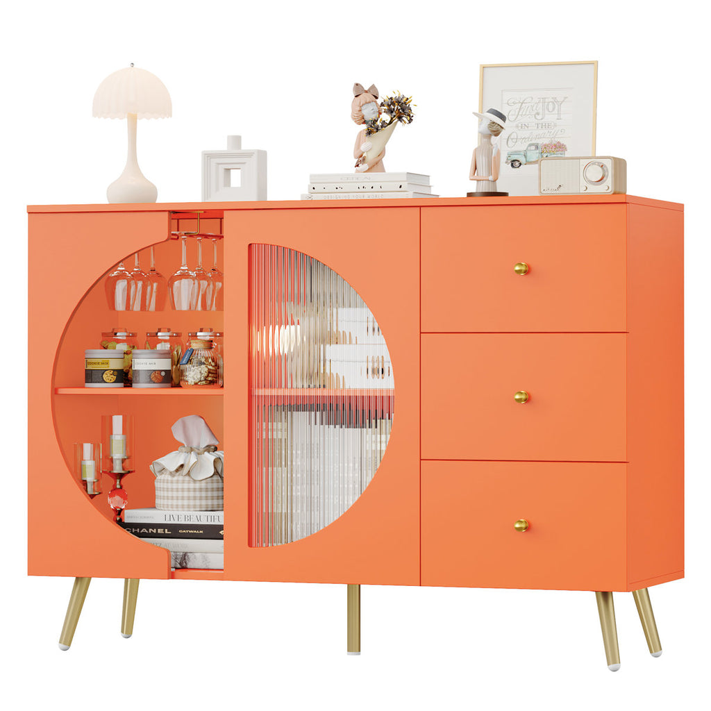 Kitchen buffet l 47.2 in with 3 drawers and wine glass holders Chanyah
