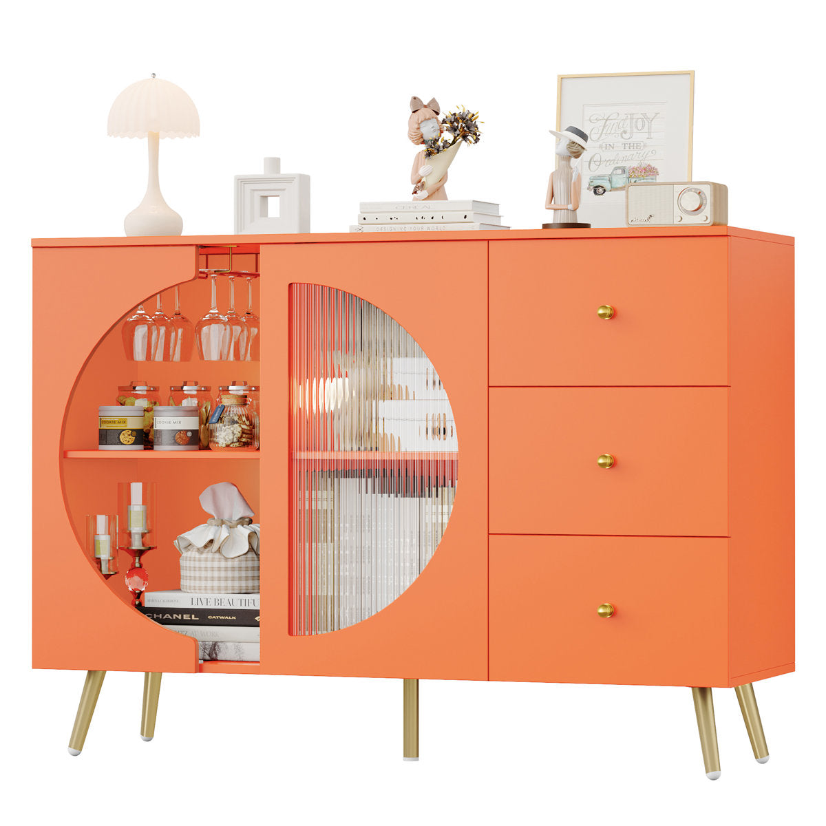 Kitchen buffet l 47.2 in with 3 drawers and wine glass holders Chanyah