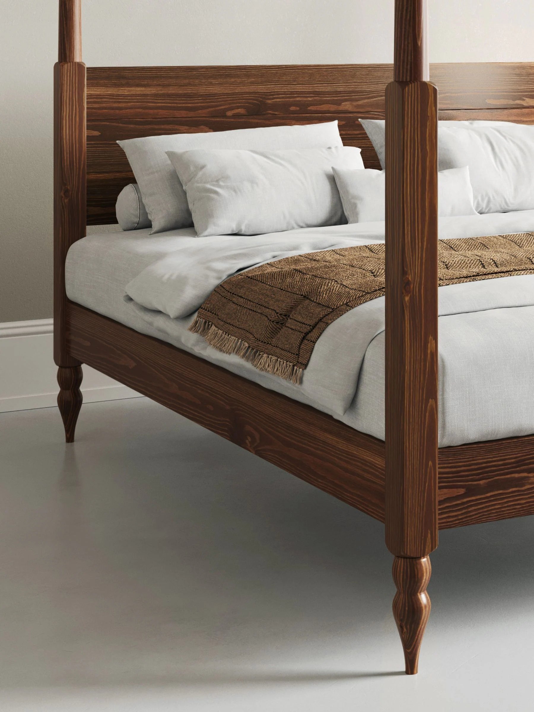 Get Laid Beds Coffee Bean Moroccan Four Poster Turned Leg Solid Wood Bed