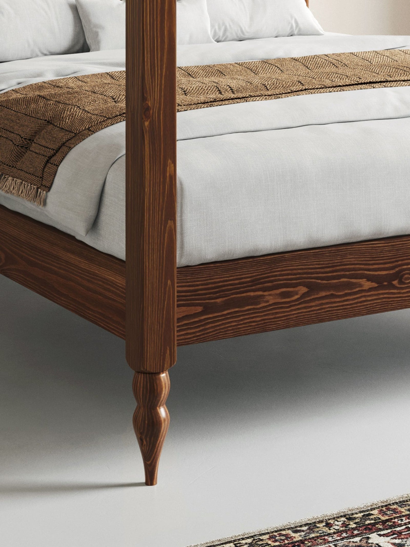 Four Poster Solid Wood Bed — Moroccan Style | Mamta Handicraft