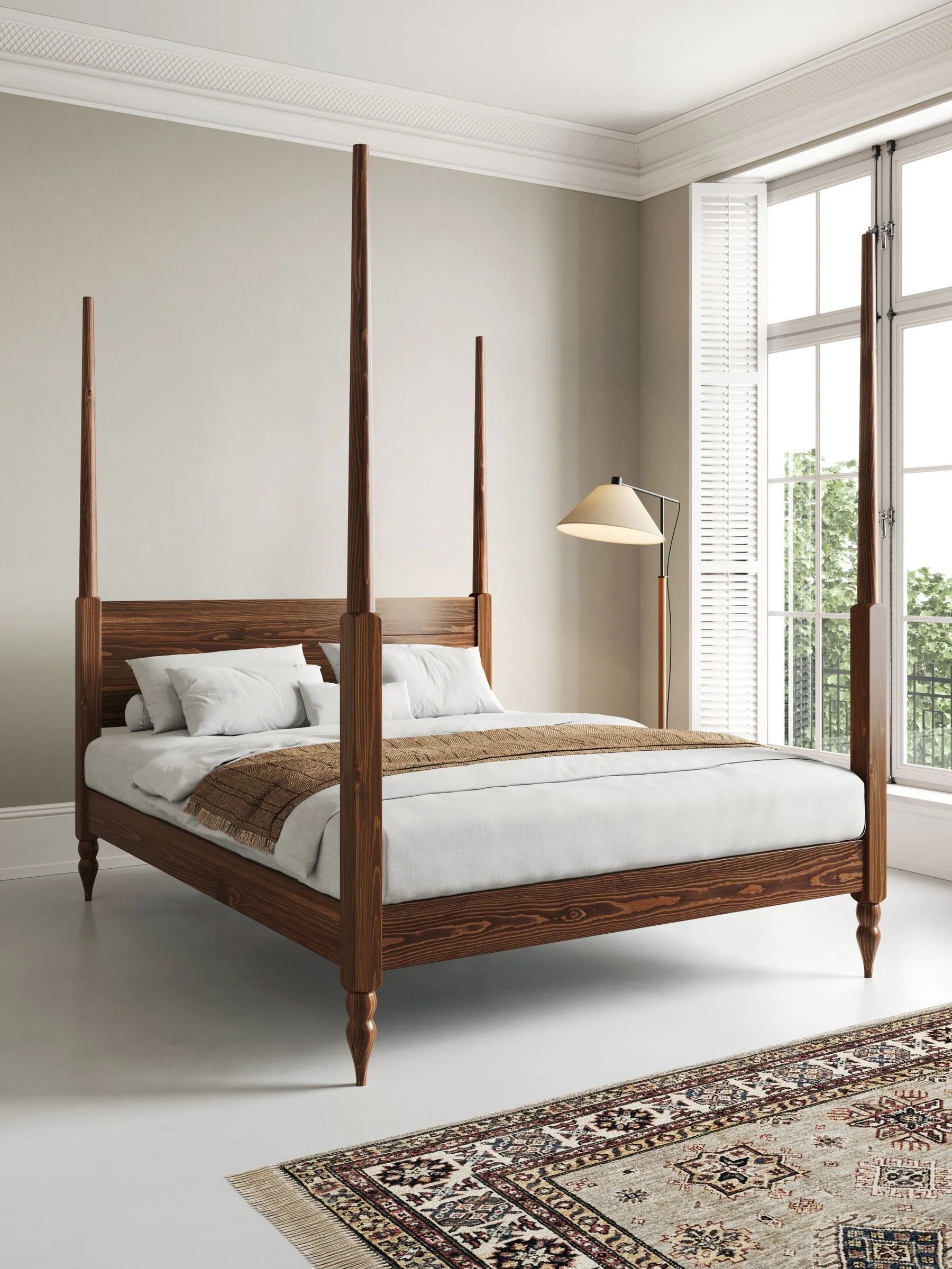 Get Laid Beds Coffee Bean Moroccan Four Poster Turned Leg Solid Wood Bed