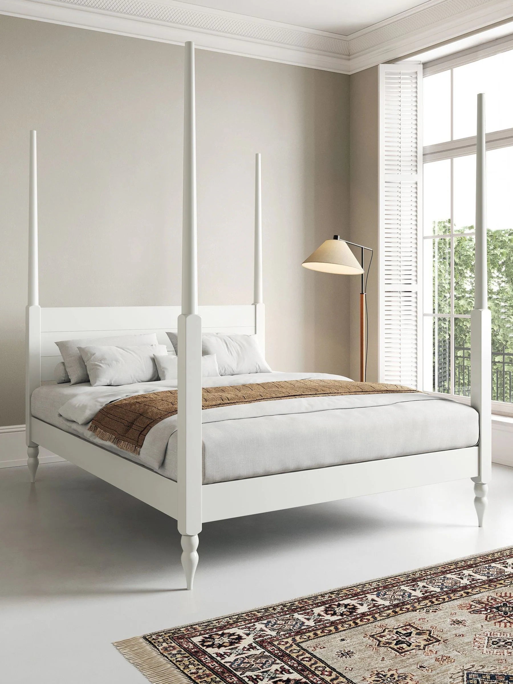 Get Laid Beds Coffee Bean Moroccan Four Poster Turned Leg Solid Wood Bed