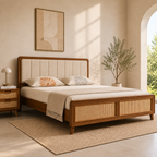 California Teak Wood Fabric NS Bed