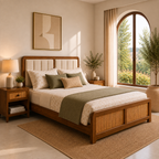 California Teak Wood Fabric NS Bed