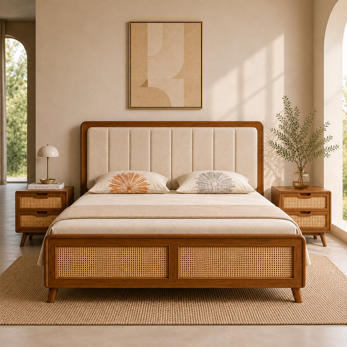 California Teak Wood Fabric NS Bed